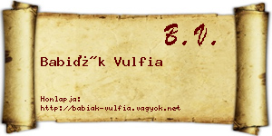 Babiák Vulfia névjegykártya